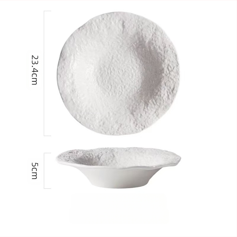 Σετ πορσελάνης με μοτίβο βράχου, πιάτα κατάλληλα για μικροκύματα· περιλαμβάνει πιάτο σούπας, βαθύ πιάτο και πιάτο γεύματος δυτικού στιλ.