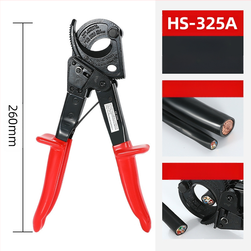 Ratchet-type kabelski reznik za bakrene i aluminijske kabele, ručni, industrijske klase, visoko ugljično čelika