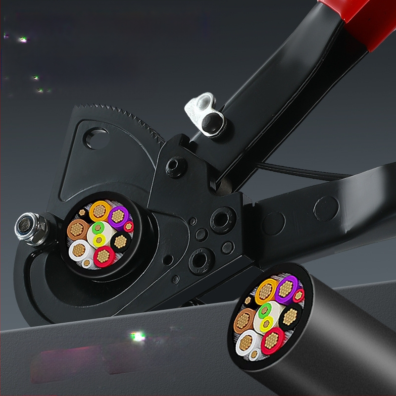 Ratchet-type kabelski reznik za bakrene i aluminijske kabele, ručni, industrijske klase, visoko ugljično čelika