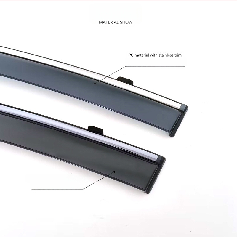 Toyota Yaris 2008-2011 lango lietaus skydas – YST, stambi injekcinė konstrukcija, medžiaga akrilas/PC su nerūdijančio plieno akcentu, montavimas kabliu ir lipa, 4 vnt komplekte