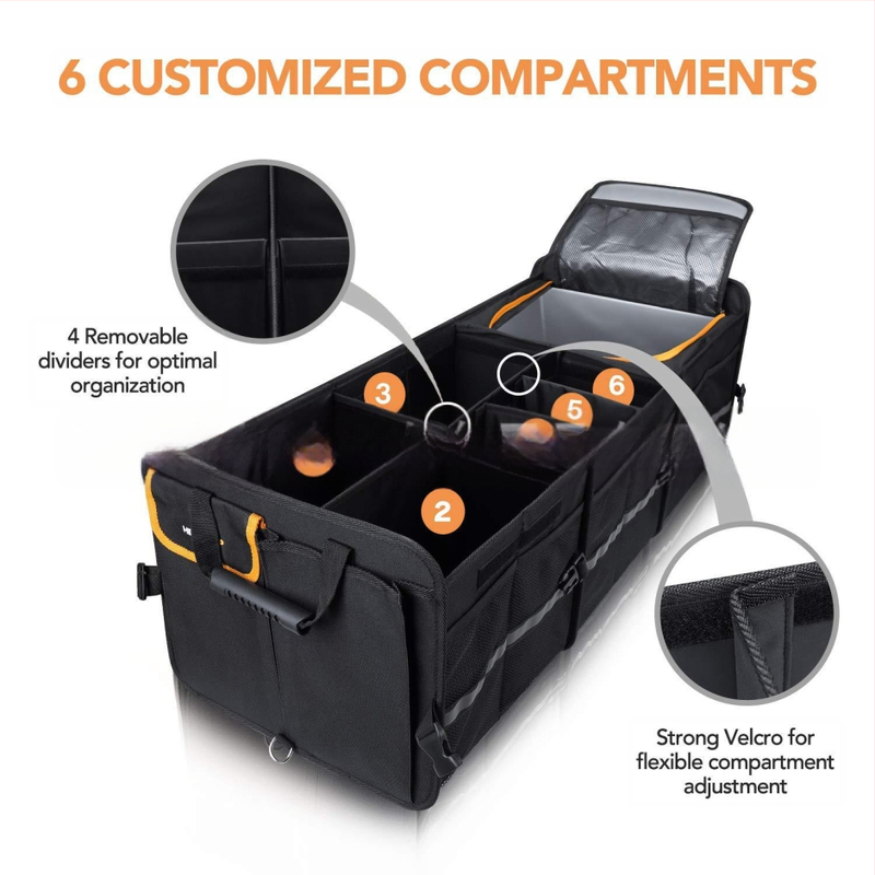 Automobilio saugojimo dėžė su izoliacija, atspari vandeniui, sulankstoma, su rankena ir ratukais