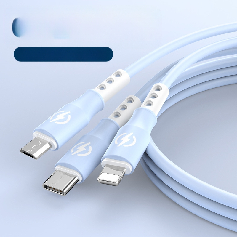 Rýchlonabíjací dátový kábel s trojitým konektorom, Huawei Type-C kompatibilný; rozhrania: Lightning, Micro USB, Type-C; dĺžka 1,2 m; materiál: TPE.