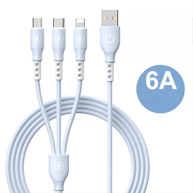 Rýchlonabíjací dátový kábel s trojitým konektorom, Huawei Type-C kompatibilný; rozhrania: Lightning, Micro USB, Type-C; dĺžka 1,2 m; materiál: TPE.