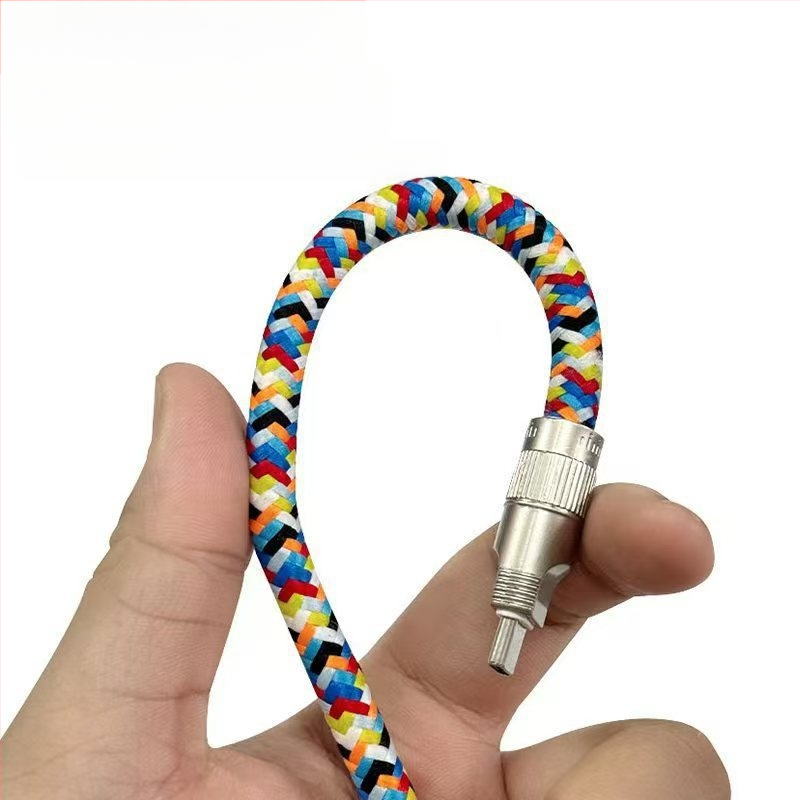 Soson 2-v-1 lanyard kábel pre USB-C a Lightning, tkaný, PD60W rýchle nabíjanie, kovová spona zo zliatiny zinku