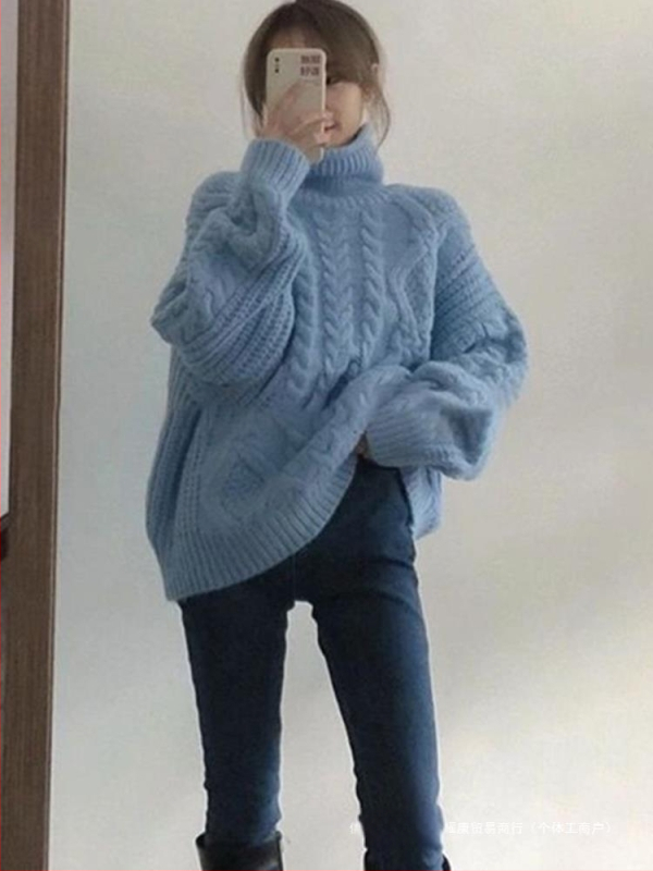 Megztinis su kabeline pynė tekstūra ir polo apykakle, laisvas siluetas, ilgos rankovės, ruduo 2024