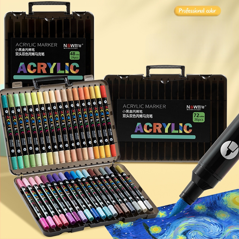 Akrilinis markeris su dviem galiukais, atsparus vandeniui, minkštas antgalis grafitiui