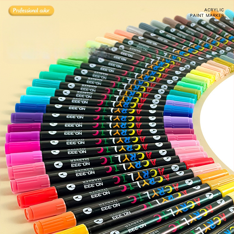 Akrilinis markeris su dviem galiukais, atsparus vandeniui, minkštas antgalis grafitiui