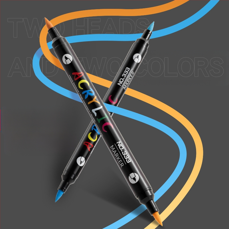 Akrilinis markeris su dviem galiukais, atsparus vandeniui, minkštas antgalis grafitiui