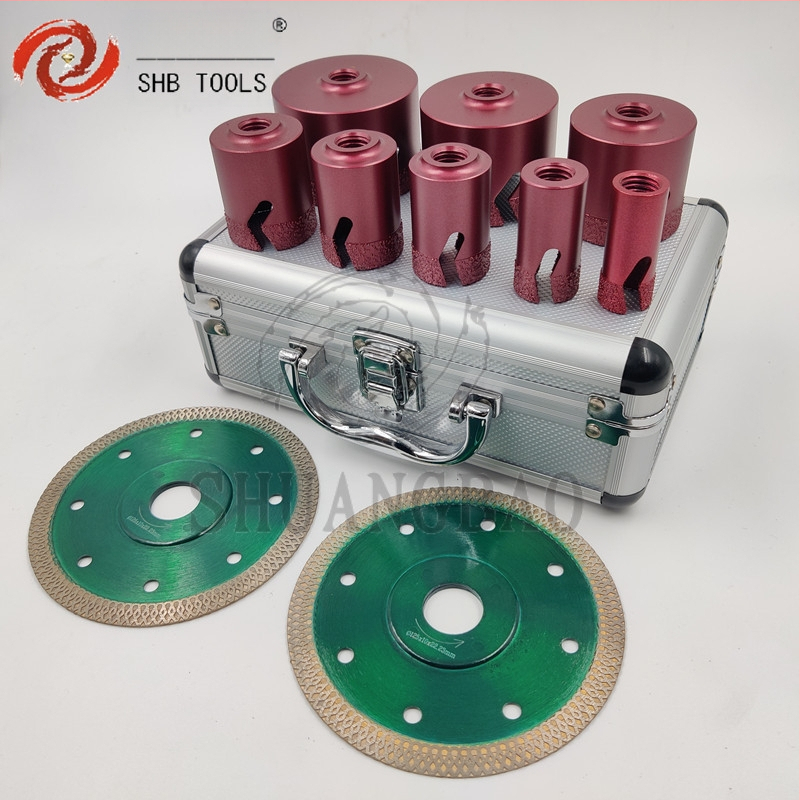 Диамантен запояван комплект за пробиване на отвори M14 за плочки и мрамор, вакуумно запояване, метална сплав