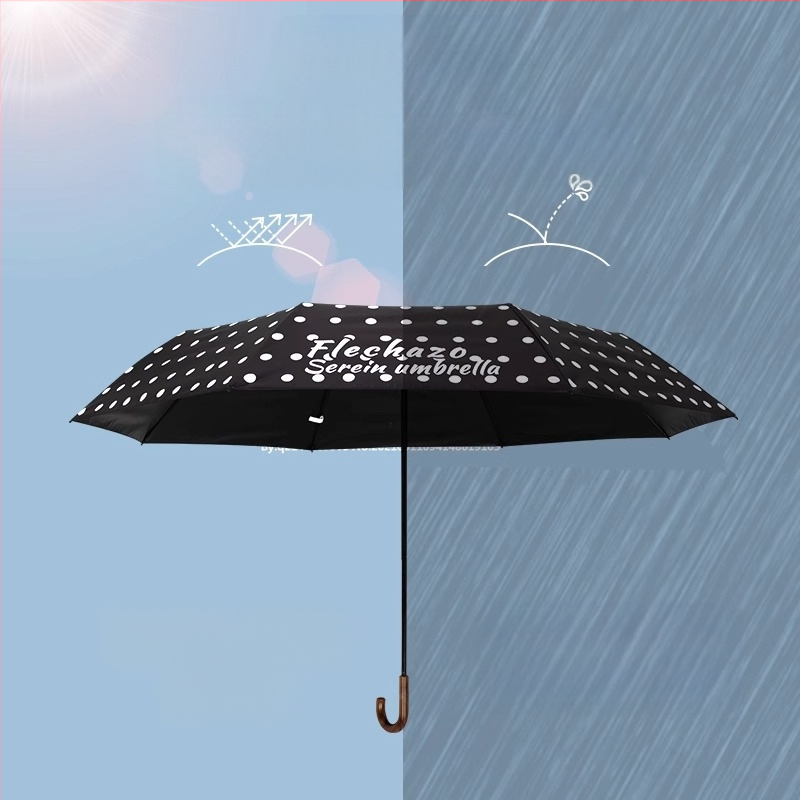 Saulės skėtis su išlenktu kabliuku, 8 rėmo strypai, rankinis atidarymas-uždarymas, UPF > 50, 190T poliesterio audinys, svoris 310 g, nešiojamas retro dizainas