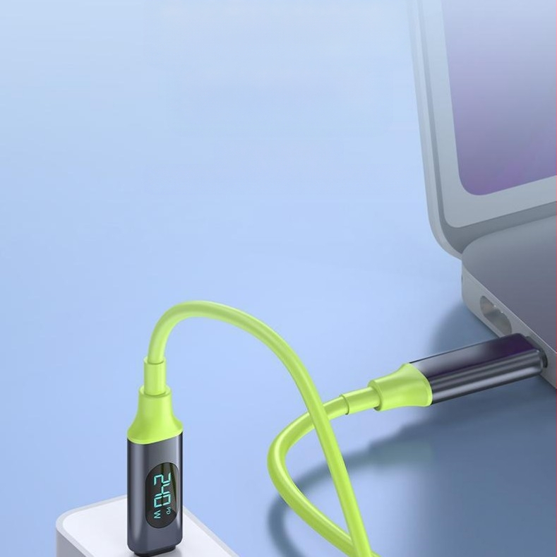 Type-C dátový kábel s digitálnym displejom, 240W rýchle nabíjanie, jednokanálový konektor, PVC
