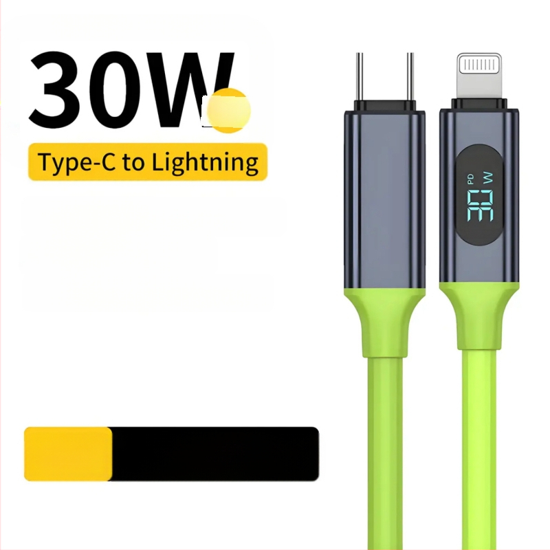 Type-C dátový kábel s digitálnym displejom, 240W rýchle nabíjanie, jednokanálový konektor, PVC