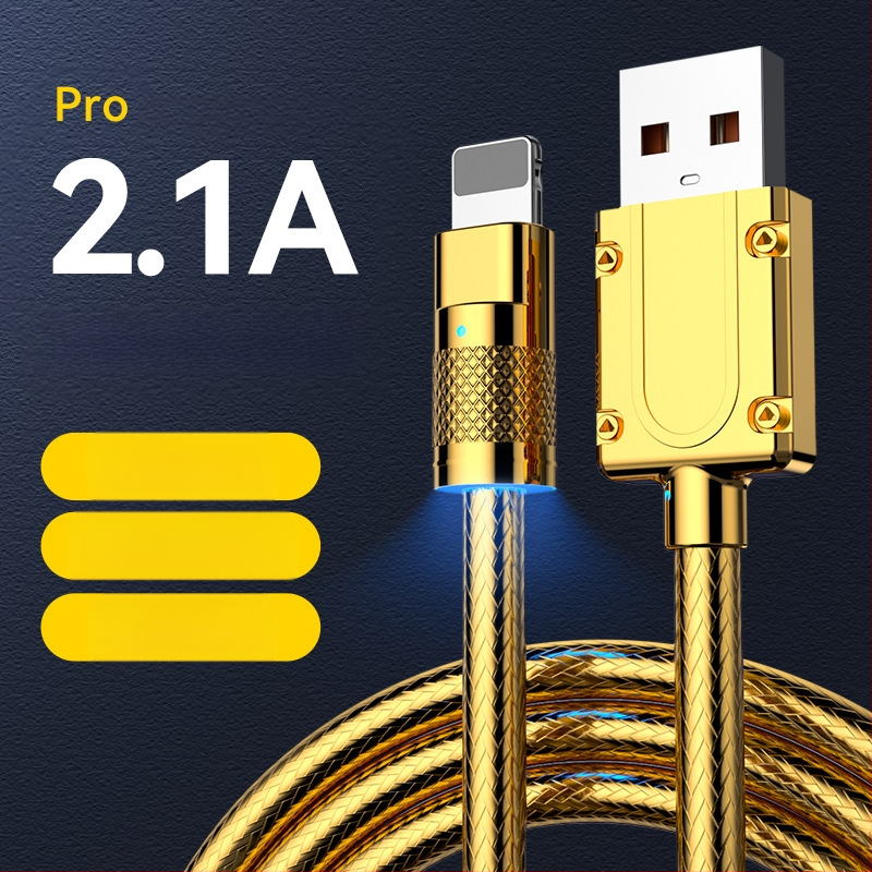 Opletený 120W rýchlonabíjací kábel s meďným jadrom, rozhrania Lightning/Type-C/Micro USB, dĺžka 1–2 m, indikačné svetlo