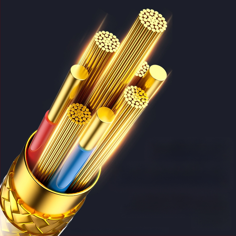 Opletený 120W rýchlonabíjací kábel s meďným jadrom, rozhrania Lightning/Type-C/Micro USB, dĺžka 1–2 m, indikačné svetlo