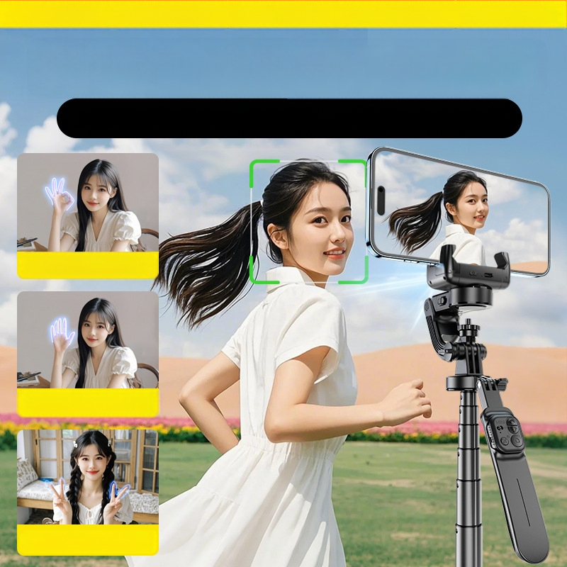 Rankinis stabilizatorius C16 — 360° panoraminis gimbal, veido sekimas, išmaniojo telefono laikiklis; ABS + aliuminio lydinys, Bluetooth, nuotolinis valdymas