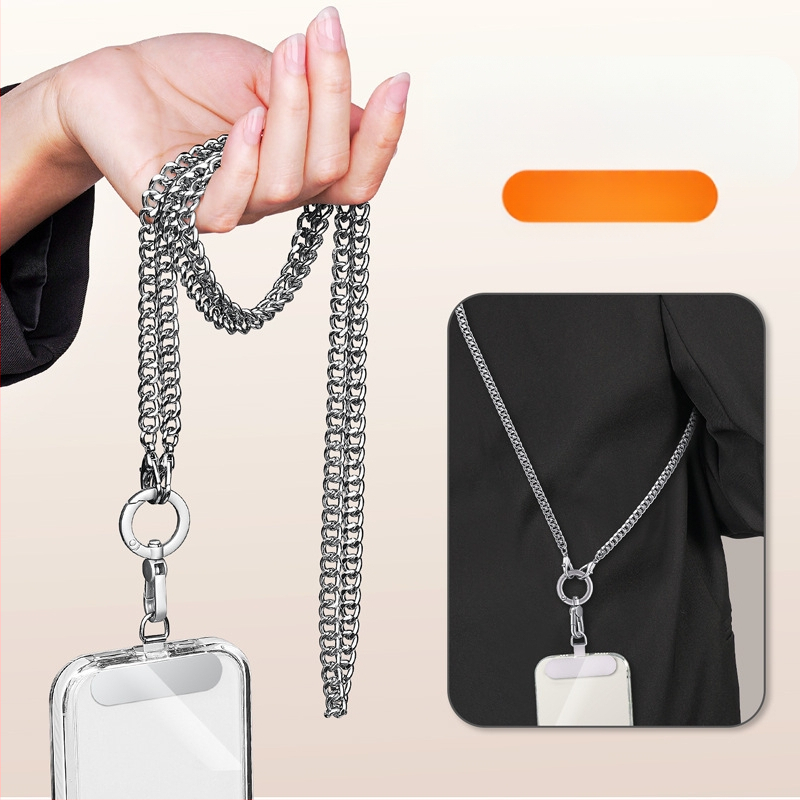 Lanyard pre mobilný telefón s kovovým remienkom a kovovou sponou, elektrolytický povrch, unisex, kovový klip