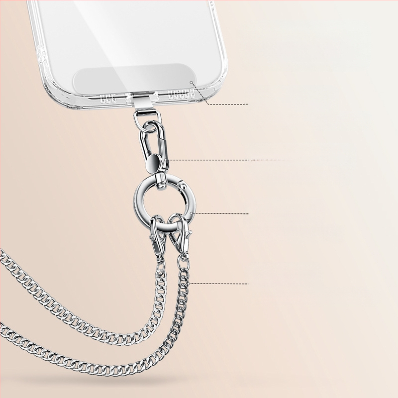 Lanyard pre mobilný telefón s kovovým remienkom a kovovou sponou, elektrolytický povrch, unisex, kovový klip