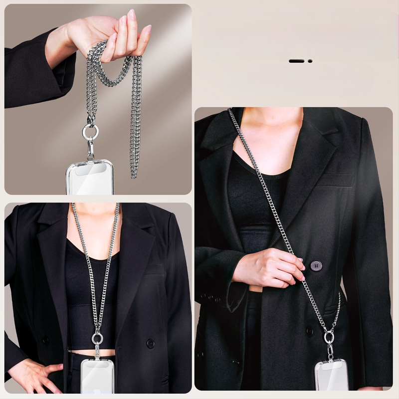 Lanyard pre mobilný telefón s kovovým remienkom a kovovou sponou, elektrolytický povrch, unisex, kovový klip