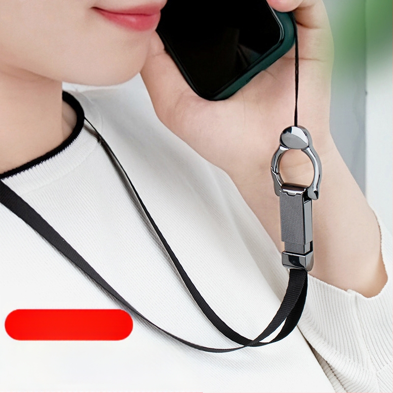 Lanyard na mobilný telefón s odnímateľným nylonovým šnúrou, kovovou sponou, elektroplakovaným kovom a potlačou loga