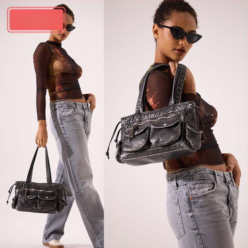 Geantă subraț PU, formă oriizontală pătrată, închidere cu bandă, buzunar pentru telefon în interior, cu strat interior