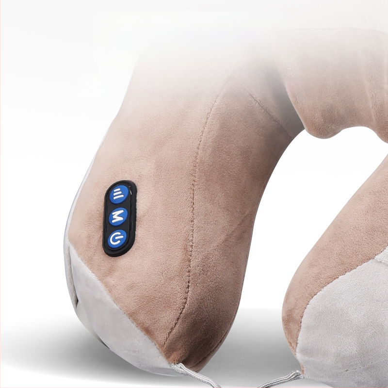 Masaj pentru gât în formă de U cu pernă de masaj și suport pentru telefon, 4 capete de masaj, terapie cu infraroșu, masaj cu vibrații, model JM-168, reîncărcabil