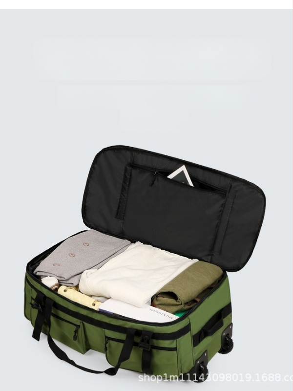 Чанта за пътуване с колела от Oxford плат, унисекс – дишаща, водоустойчива и износоустойчива; подплата: полиестер (Материал: Oxford плат; Подплата: полиестер; Функции: дишаща, водоустойчива, износоустойчива; Стил: свободно пътуване; Унисекс)