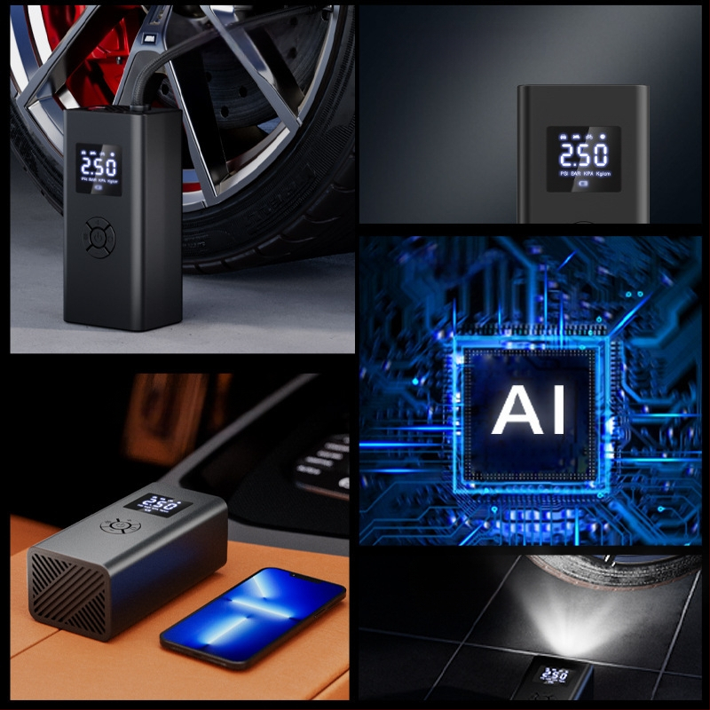 Automobilio oro įpurškimo siurblys su LED apšvietimu, 12V, 120W, 50 L/min, skaitmeninis ekranas