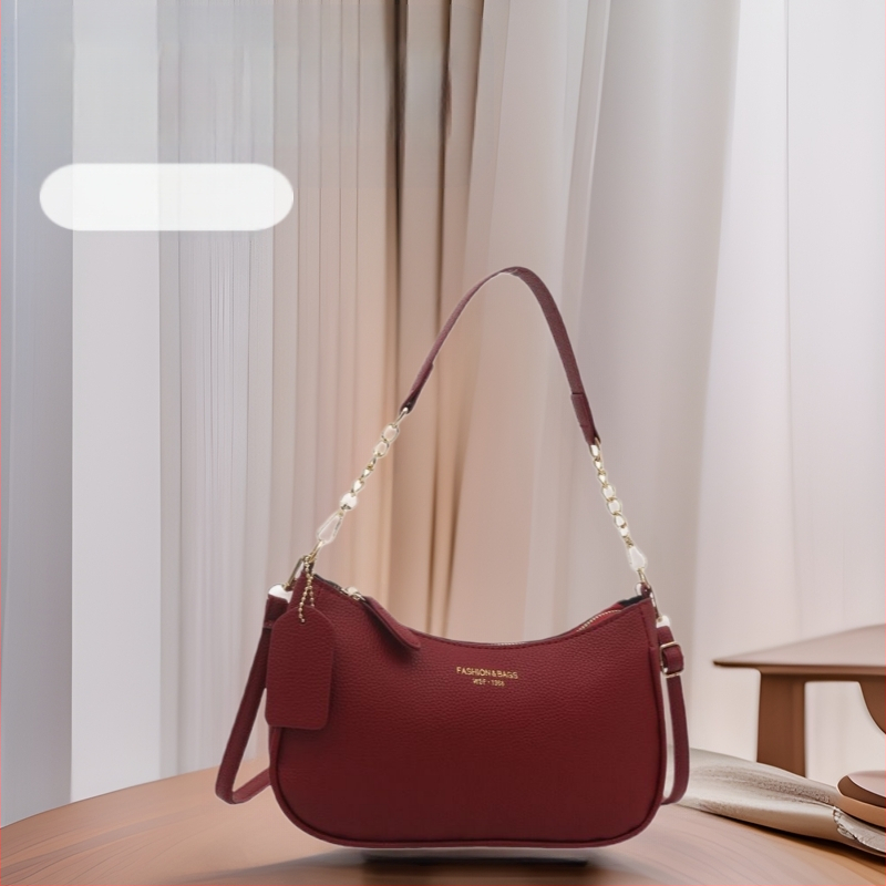 Vieno peties Crescent rankinė, PU, užtrauktukas, 2025 m. pavasaris, miesto stilus