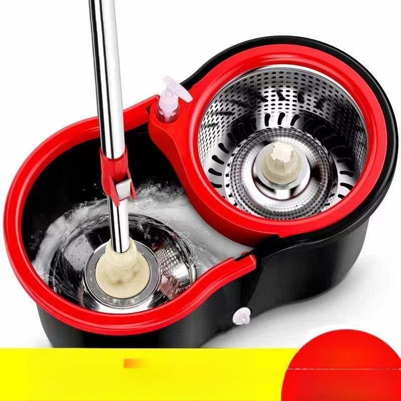 Σετ κάδου για σφουγγάρισμα με περιστρεφόμενο μηχανισμό στύψιμο, πανί από μικροϊνές, ράβδος από ανοξείδωτο ατσάλι, απόστραγγιση 50–60%, ικανότητα φόρτωσης κάτω από 10 kg