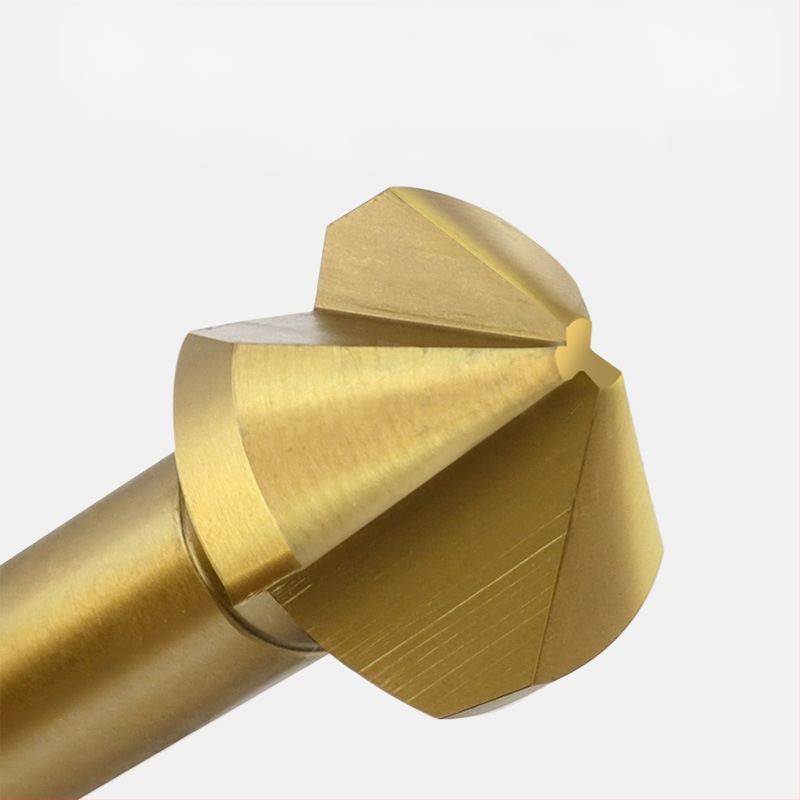 Journalists 90° три-ребрен титаниран chamfering дървообработващ фрезер с отвори, напълно шлайфан