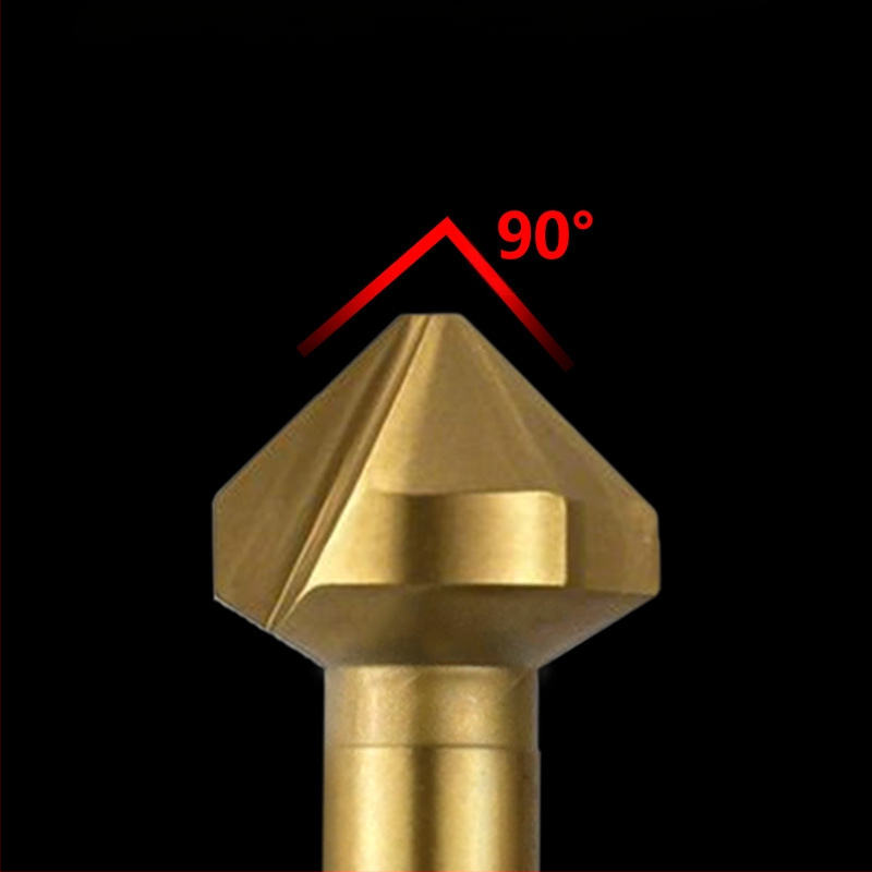 Journalists 90° три-ребрен титаниран chamfering дървообработващ фрезер с отвори, напълно шлайфан