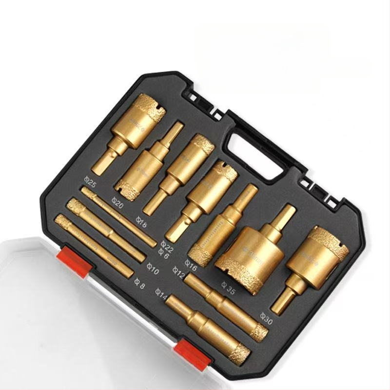 Комплект за сухо пробиване на дупки в плочки — за гранит, мрамор, витрифициран порцелан и керамични камъни