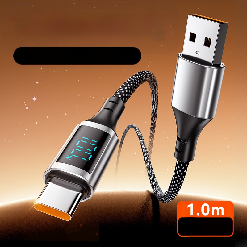 100W kábel s digitálnym displejom pre rýchle nabíjanie, Lightning a USB-C, hliníková zliatina