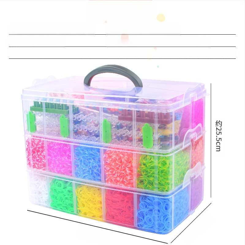 Trostruki DIY pleteni stroj za gumice za djecu – edukativna slagalica, materijal TPR, uzrast 7–14 godina