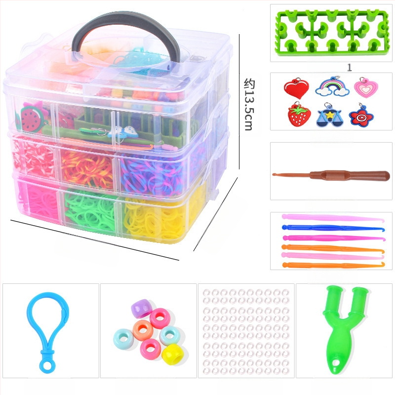 Trostruki DIY pleteni stroj za gumice za djecu – edukativna slagalica, materijal TPR, uzrast 7–14 godina