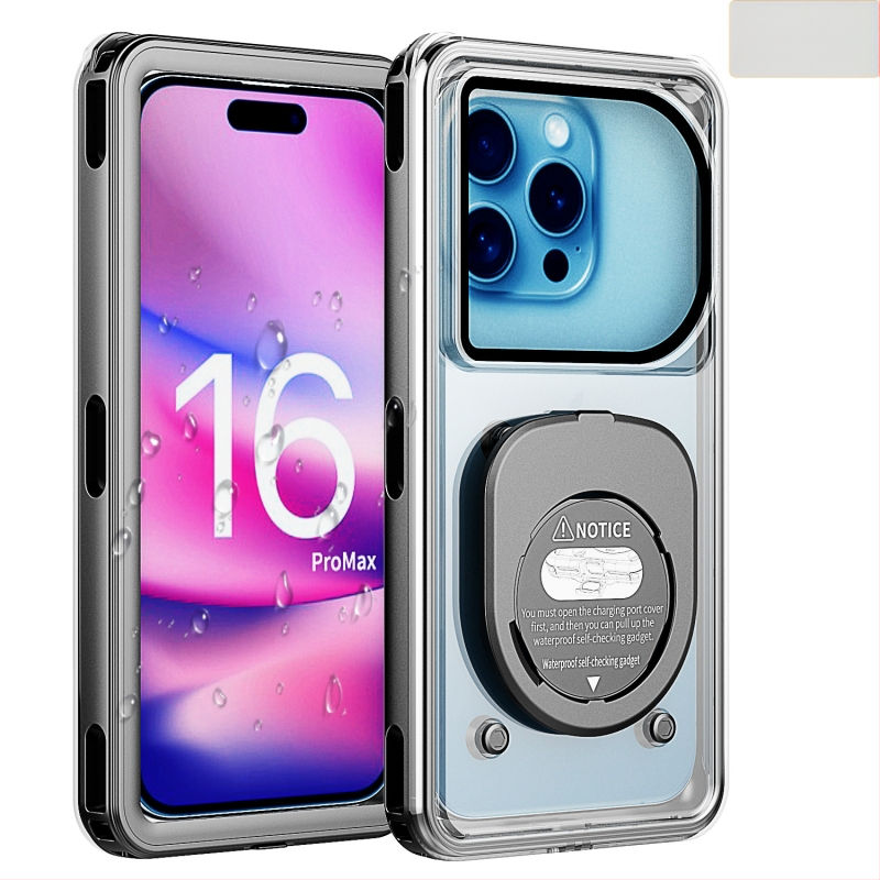 Husă impermeabilă pentru iPhone 16 Plus — până la 30 m sub apă, ecran tactil subacvatic, material PC