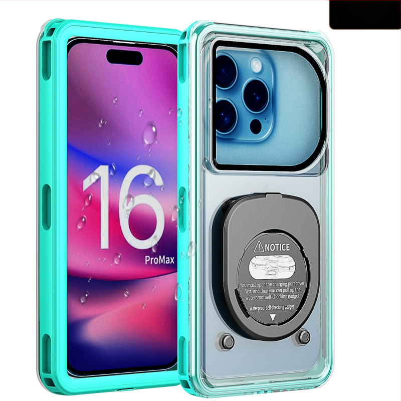 Husă impermeabilă pentru iPhone 16 Plus — până la 30 m sub apă, ecran tactil subacvatic, material PC