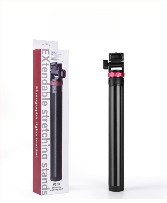 Телефонна селфи-стойка за лайв стрийминг с алуминиева телескопична светлинна стойка и преносим трипод
