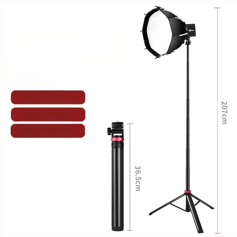 Selfie stick pentru telefon mobil cu suport de iluminare telescopic din aliaj de aluminiu și trepied portabil pentru live streaming