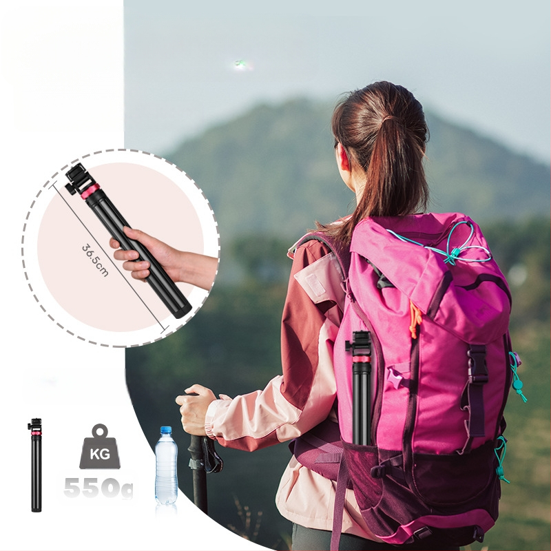 Телефонна селфи-стойка за лайв стрийминг с алуминиева телескопична светлинна стойка и преносим трипод