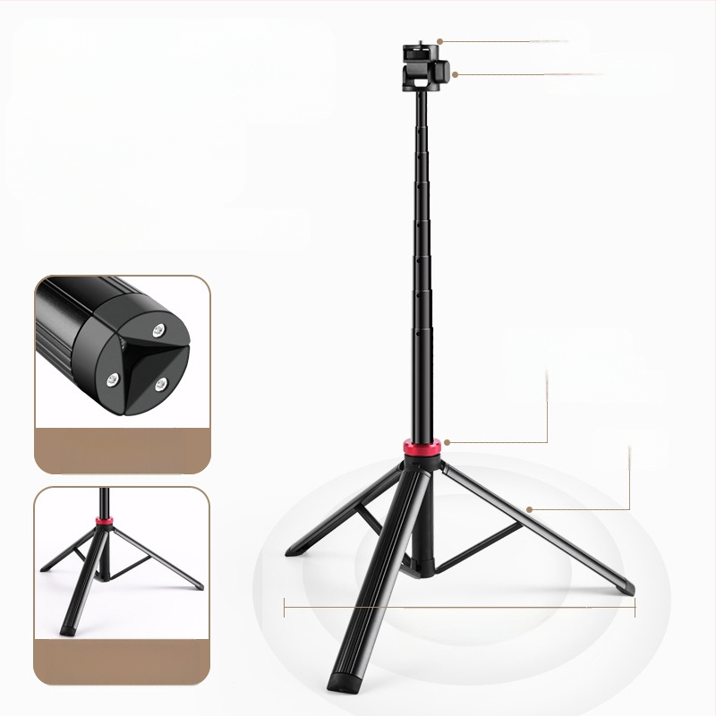Телефонна селфи-стойка за лайв стрийминг с алуминиева телескопична светлинна стойка и преносим трипод