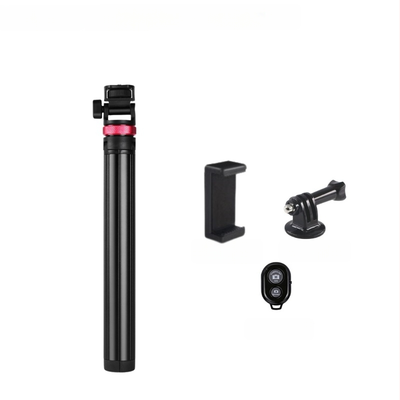 Телефонна селфи-стойка за лайв стрийминг с алуминиева телескопична светлинна стойка и преносим трипод