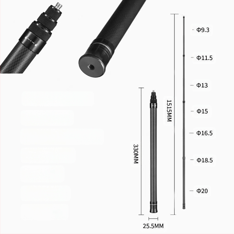 Ράβδος επέκτασης για Insta360 και GoPro πανοραμικές κάμερες δράσης, αλουμινίου κράμα, μέγιστο φορτίο έως 2 kg
