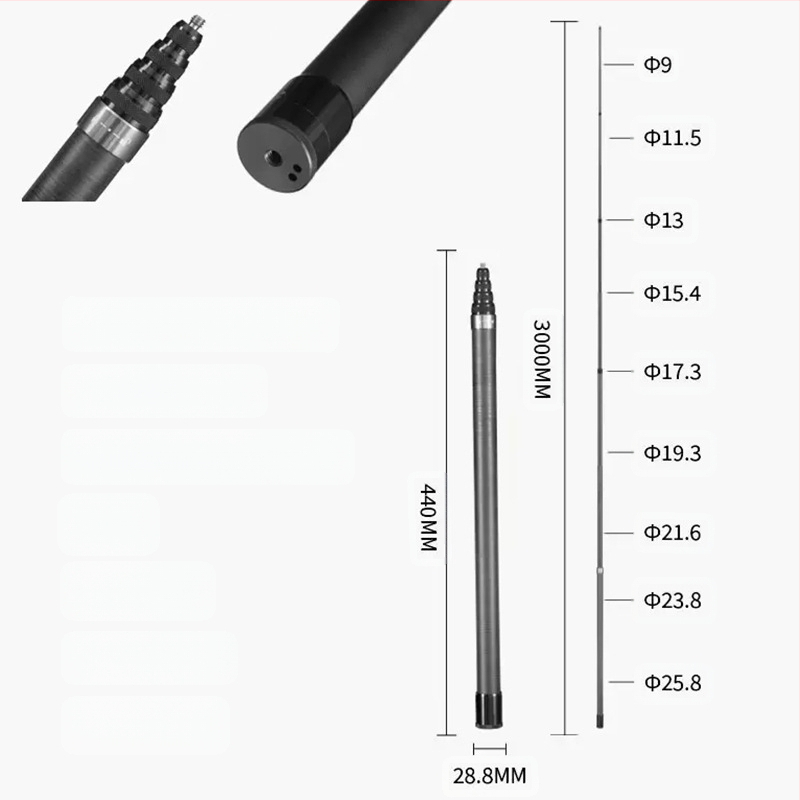 Ράβδος επέκτασης για Insta360 και GoPro πανοραμικές κάμερες δράσης, αλουμινίου κράμα, μέγιστο φορτίο έως 2 kg