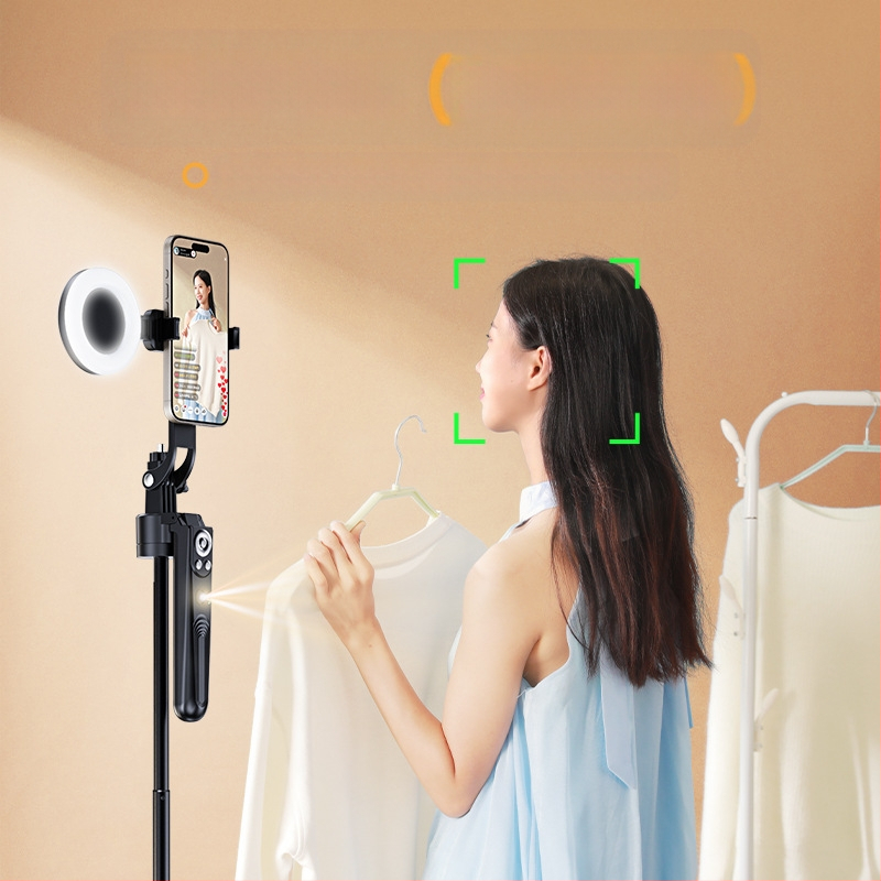 Μονόποδο για σέλφι με AI παρακολούθηση προσώπων και ενσωματωμένο στήριγμα κάμερας, κράμα αλουμινίου, περιστροφή κατά 360° κάθετα, περιστροφή κατά 180° οριζόντια, βάρος 620 g