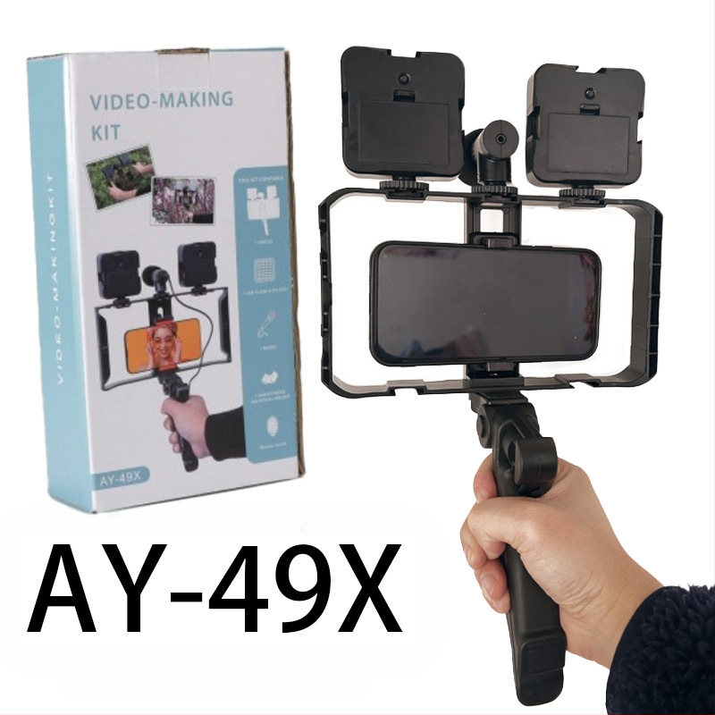 AY-49X Μίνι Φωτιστικό Διευκόλυνσης για Χειροκίνητη Χρήση με Επιτραπέζιο Στήριγμα, Ιδανικό για Ζωντανή Μετάδοση και Βιντεοσκόπηση, 5V, κάτω από 10W, Υποστηρίζει πολυάριθμες Κάμερες