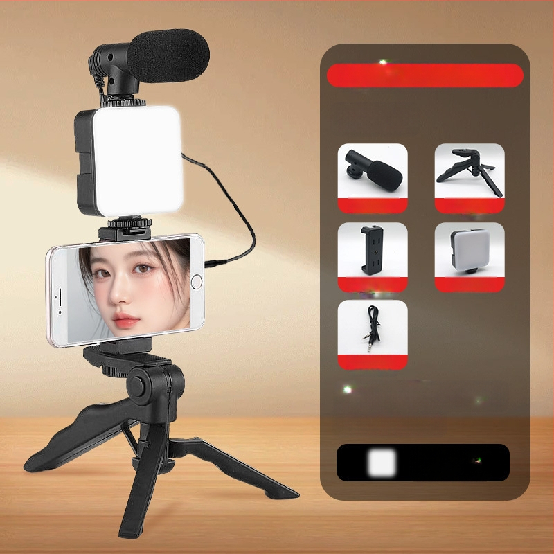 AY-49X Μίνι Φωτιστικό Διευκόλυνσης για Χειροκίνητη Χρήση με Επιτραπέζιο Στήριγμα, Ιδανικό για Ζωντανή Μετάδοση και Βιντεοσκόπηση, 5V, κάτω από 10W, Υποστηρίζει πολυάριθμες Κάμερες