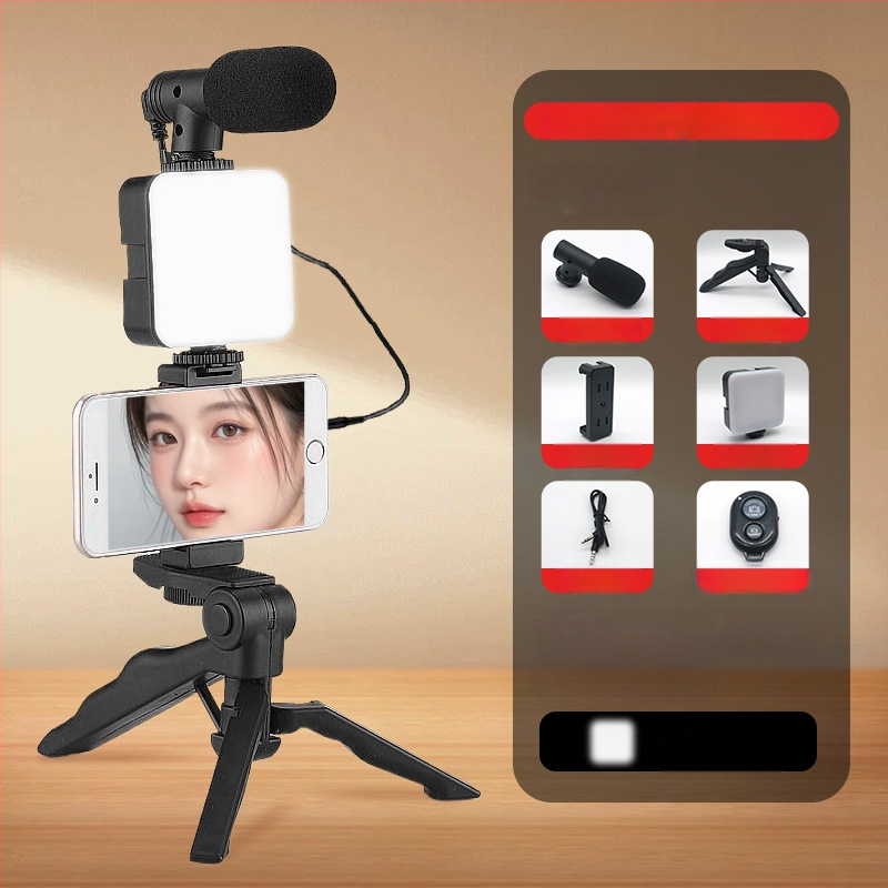 AY-49X Μίνι Φωτιστικό Διευκόλυνσης για Χειροκίνητη Χρήση με Επιτραπέζιο Στήριγμα, Ιδανικό για Ζωντανή Μετάδοση και Βιντεοσκόπηση, 5V, κάτω από 10W, Υποστηρίζει πολυάριθμες Κάμερες