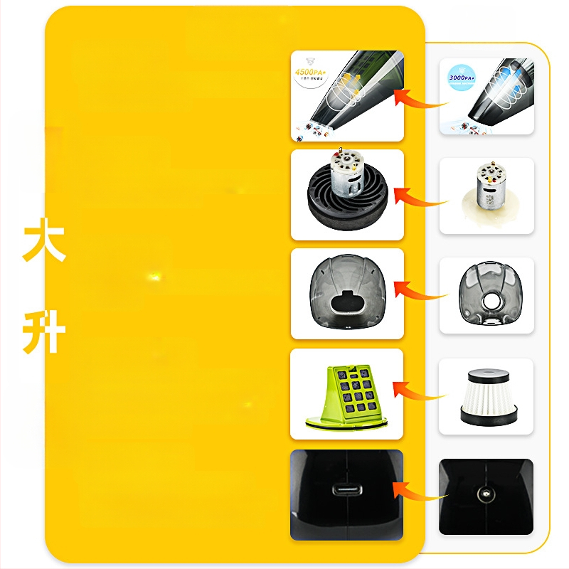 Nešiojamas drėgno ir sauso automobilio dulkių siurblys, 4500Pa siurbimo galia, 7.4V, 120W, belaidis, įkraunamas