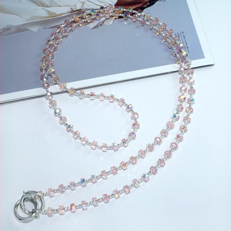 Dugački kaiš za telefon s kristalnim perlama Ny236, ručna izrada, najlonska užad, metalna kopča